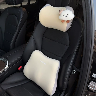 Car Neck Pillow, Cute Cloud-Shaped Headrest - light-coffee-hat-cloud-right-rice-neck-pillow-waist-support