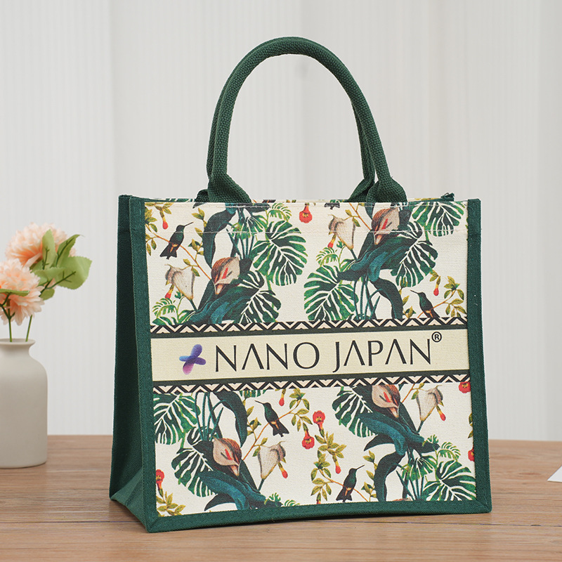 花と鳥の絵キャンバストートバッグファッショナブルな厚みのあるキャンバスバッグラミネート防水ショッピングギフトバッグキャンバスバッグのカスタマイズ|undefined