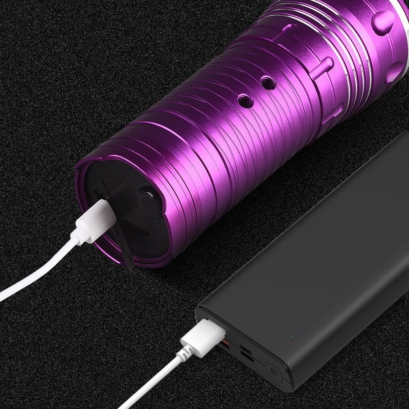 インフィニティ頂点夜釣り特別な青色光ランプ 10 ワット 4 光源調整可能な焦点と調光 USB 充電式夜釣りランプ紫色の光|undefined