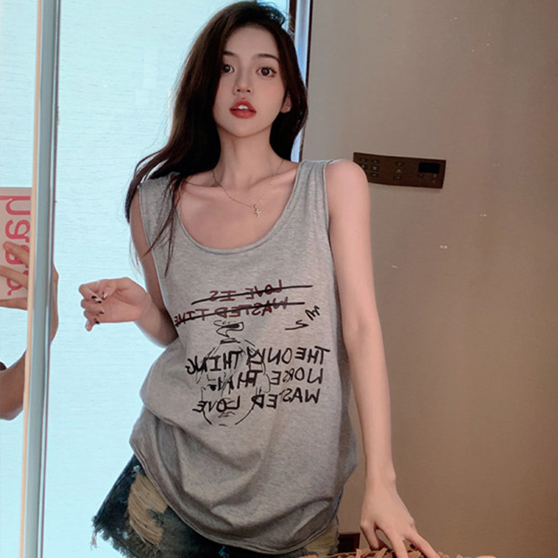 American Retro 2025 Suspender Sports Vest Sleeveless T-Shirt Women's Summer Outer Basketball Uniform Loose Top