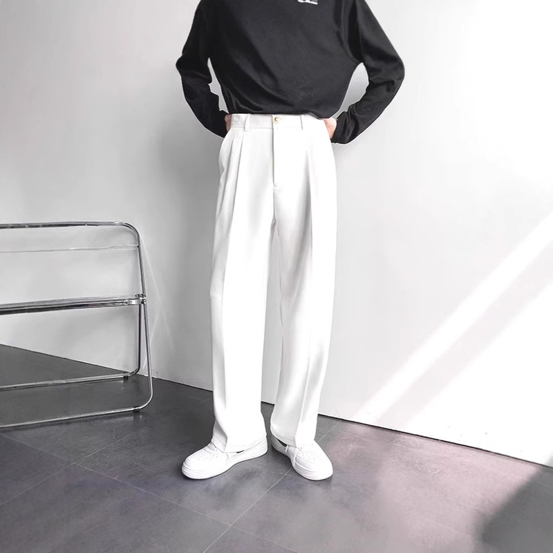 American Style White Suit Pants Men's High-end Sense Loose Straight Trousers Casual All-match Suit Pants Suit Trendy Pants