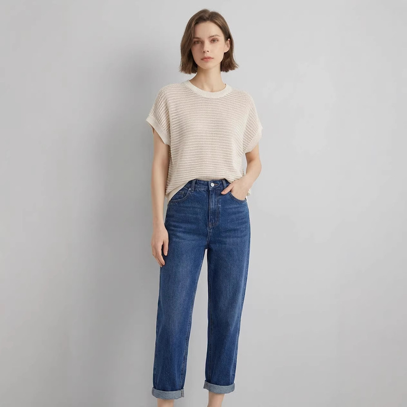 Bc Same Style Linen Cotton Round Neck Batwing Sleeve Hollow Knit Sweater 2026 Spring New Women's Loose French-Style Top Bc Same Style Linen Cotton Round Neck Batwing Sleeve Hollow Knit Sweater 2026 Spring New Women's Loose French-Style Top
