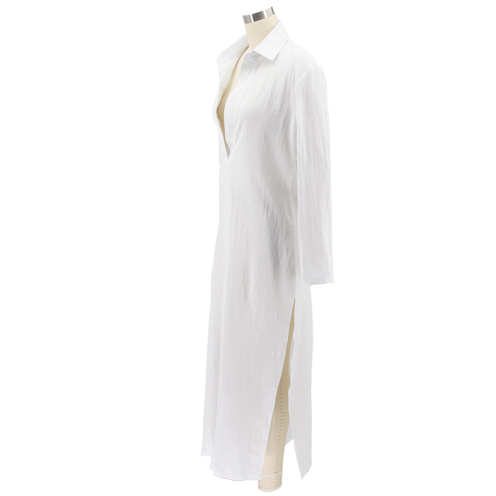 Fall Women Clothing Square Collar Dress French Cotton Linen Women Clothing Dress