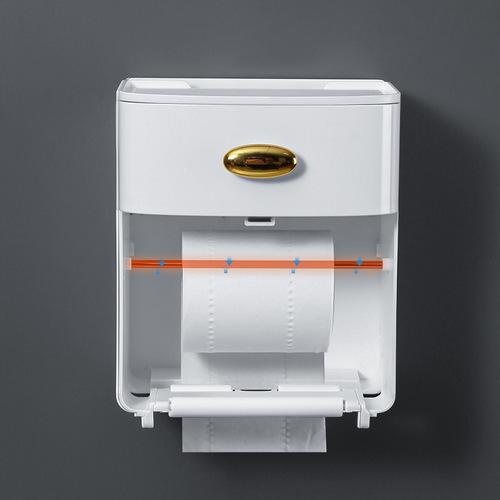 【Dropshipping】Light Luxury Bathroom Tissue Box, Toilet Tissue Roll Holder, Wall-Mounted Tissue Paper Dispenser Without Hole