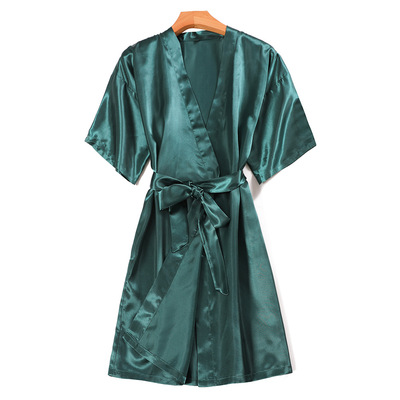 fashion pajamas lady new pattern Snow summer sexy Cardigan Bathrobe Thin section robe Silk like Home Furnishings