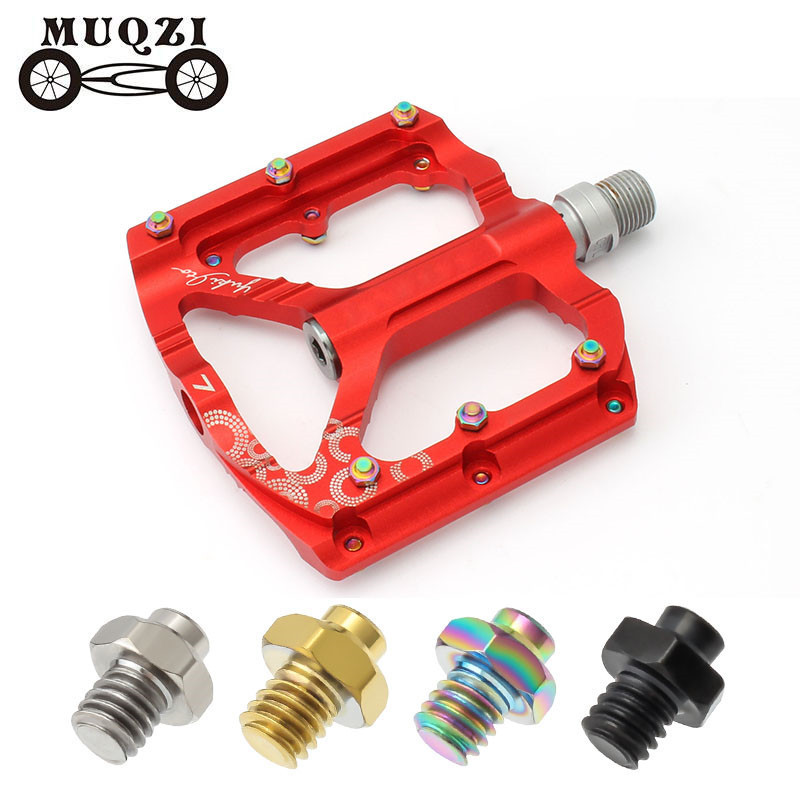 MUQZI mountain road bike titanium alloy/stainless steel pedal anti-slip nail TC4 external hexagon screw