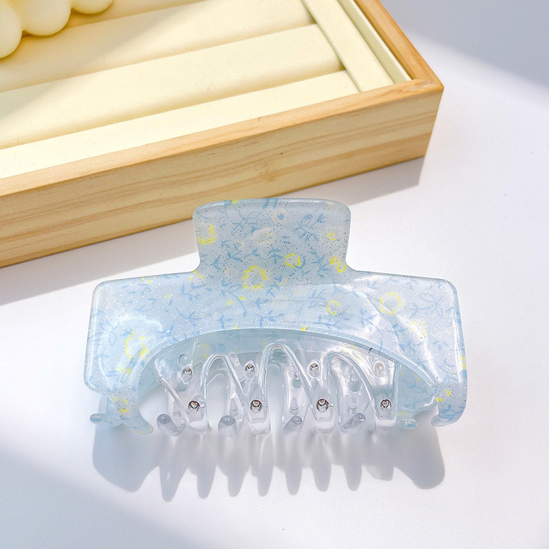 韓国の小さな新鮮な花柄クリップ、透明なニッチなハイエンドのサメクリップ、甘い女の子の多用途のヘアクリップ|undefined