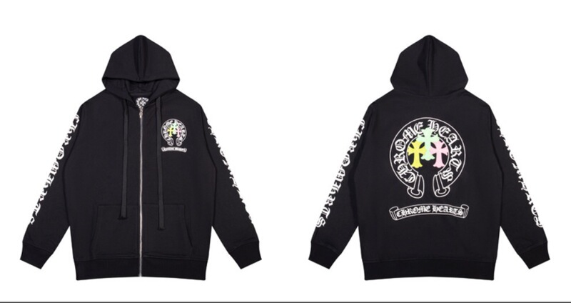 24ss年新款高品质Chrome Hearts 马蹄十字架连帽拉链卫衣工厂批发|undefined