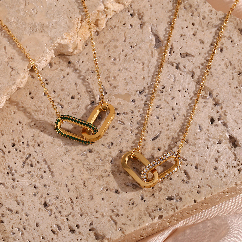 Fashion Geometric Stainless Steel Necklace Plating Inlay Zircon Stainless Steel Necklaces_colorza_5