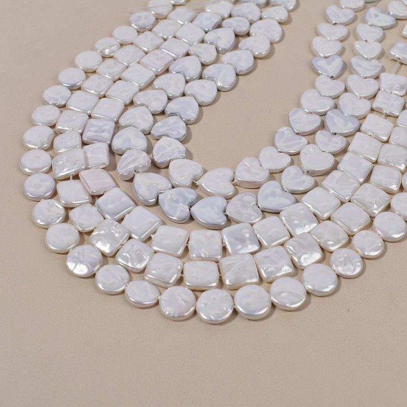 New imitation baroque square love button pearl 12-13mm shaped shell beads loose beads DIY jewelry accessories