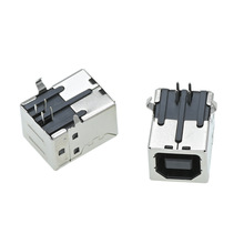方口 USB插座 USB-B母 90度 弯针 母座 黑胶4P 4针 打印机USB接口