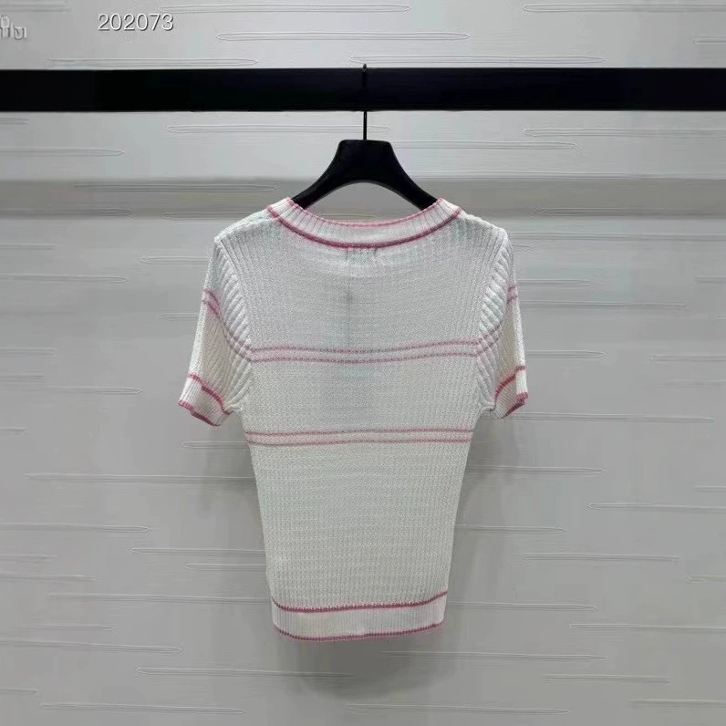 Вязаный шёлковый джемпер женский, в стиле Chanel, круглый вырез, короткий рукав, весна‑лето, S–L