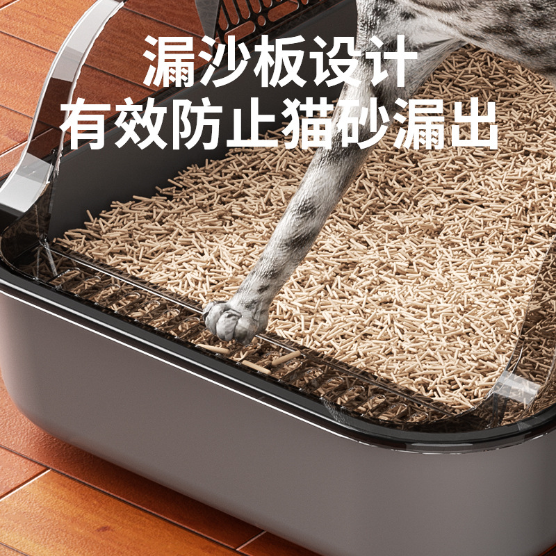 Gran tamaño de arena para gatos, cerca alta, anti-derrama, gran tamaño de inodoro para gatos, limpieza de productos para mascotas, fabricantes de productos