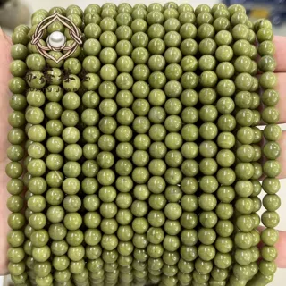 天然牛油果抹茶绿色阿拉善石散珠子 手工DIY半成品饰品配件批发