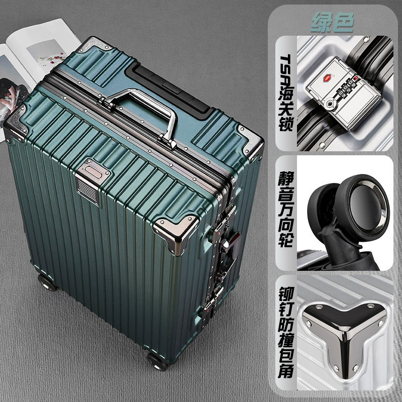Capacious suitcase on wheels for men and women