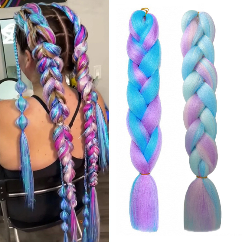 Cross-Border Color Matching Chemical Fiber Colorful Braid Wig Jumbo Braid Hair African Dreadlock Wig