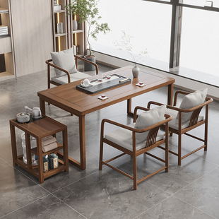 Solid Wood Tea Table New Chinese Style Zen Style Kung Fu Small Tea Table Modern Simple Living Room Home Balcony Tea Table and Chair Combination