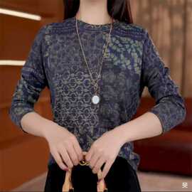 一件代发直播爆款长袖T恤女2025秋冬季新款薄绒面打底衫妈妈上衣