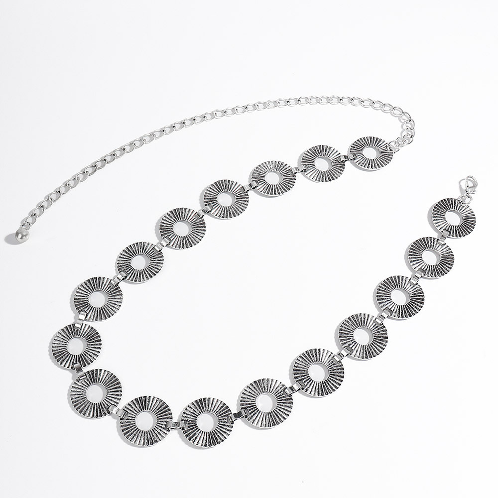85g Weight Zinc alloy Buckle Material Waist Chain Classification Metal Material Round Pattern Unisex Gender Simple Style Style Lady Round Metal Unisex Chain Belts 5