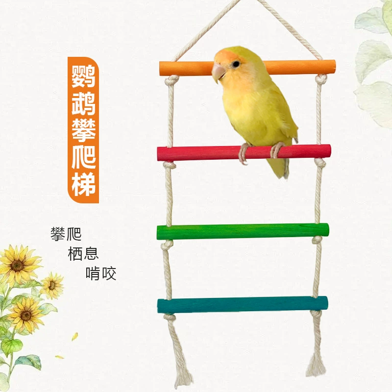 Попугай игрушка деревянная птица скалолазание лестница натуральный бревно-птичий станок