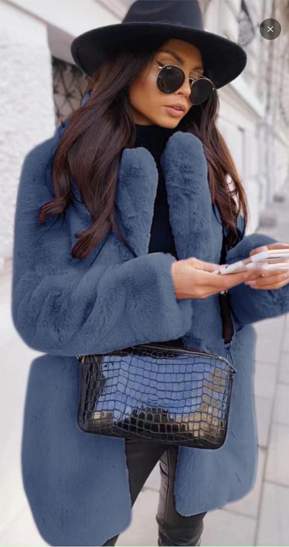 new suit women's loose plush soft rabbit fur jacket_voghion.com