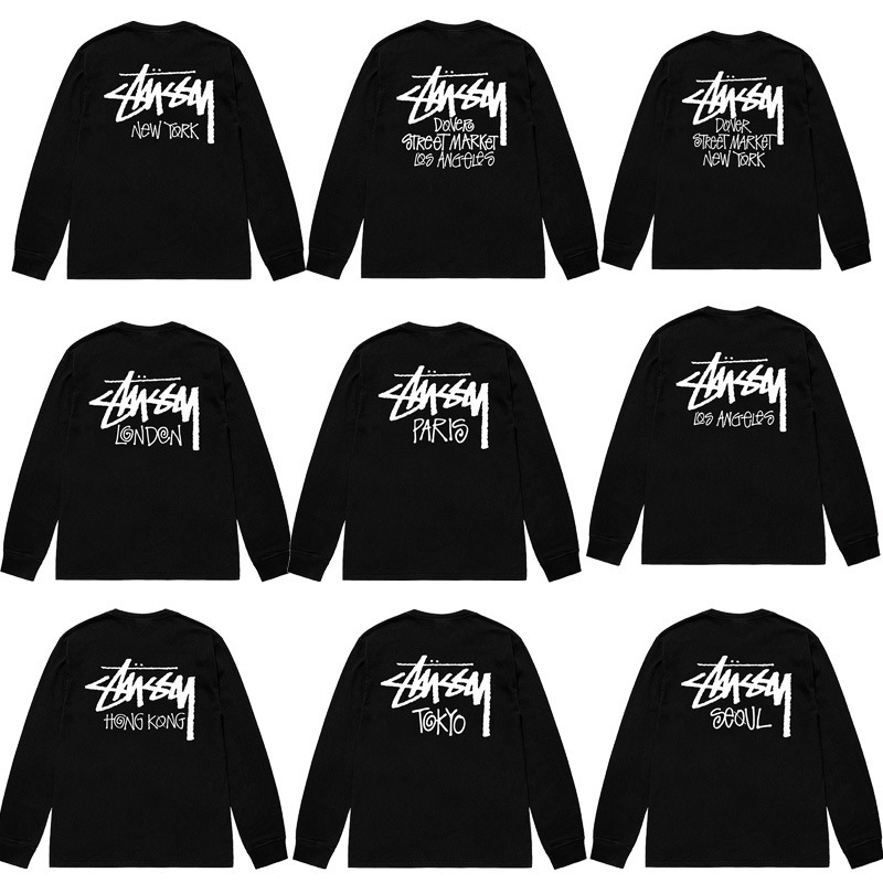 Cross-Border American City Limited Classic Letter Printed Long-Sleeved T-Shirt for Men and Women, Loose Inner Layering Shirt Stu