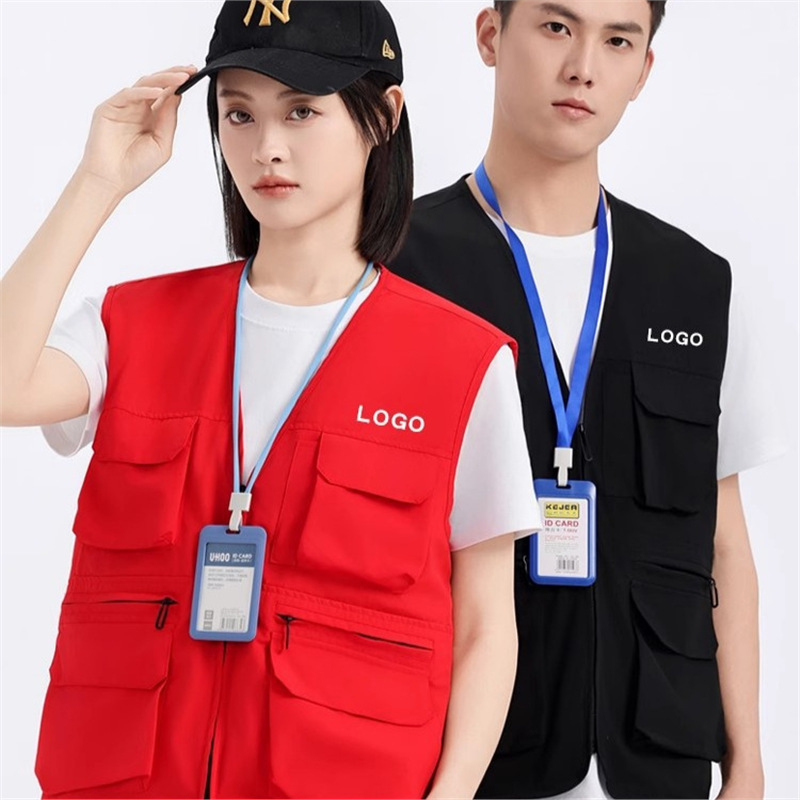 Photographer Vest Workwear Custom Printed Logo Director Reporter Promotional Event Work Vest Multi-Pocket Vest