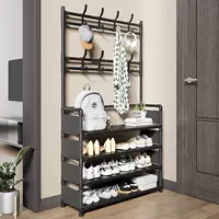 Easy-Install Iron Shoe and Coat Rack with Door, Multi-Layer Dustproof Storage Cabinet