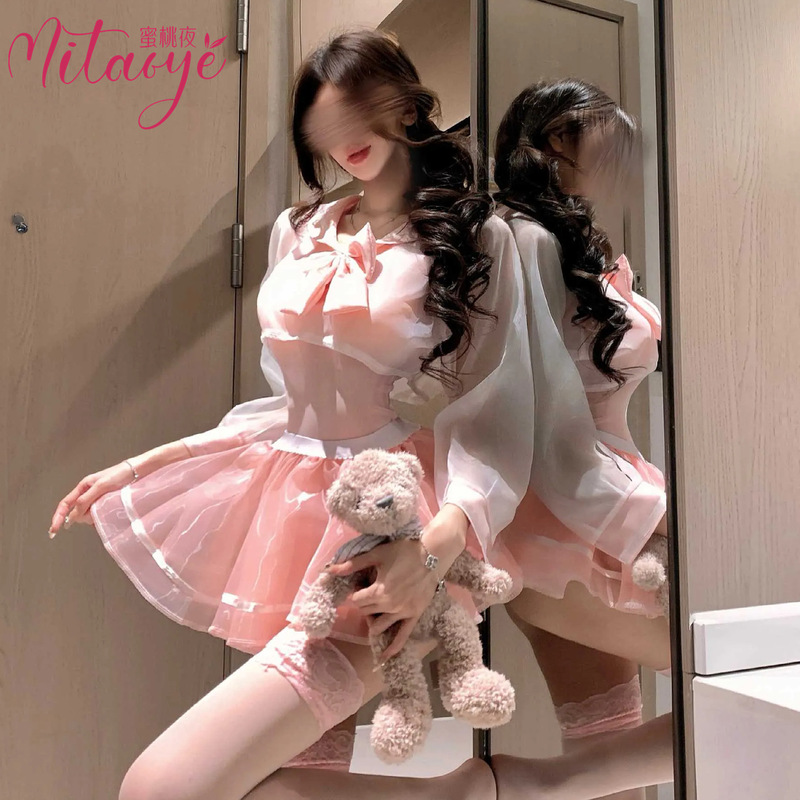 Sexy Lingerie, Sweet Pink College-Style Navy Sailor Uniform, Sexy Long-Sleeved See-Through Jumpsuit, One-Piece Dropshipping Sexy Lingerie, Sweet Pink College-Style Navy Sailor Uniform, Sexy Long-Sleeved See-Through Jumpsuit, One-Piece Dropshipping