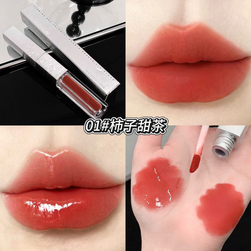 Kakashow fluye brillante doble cabeza labios brillante seda seda de desarrollo de color espejo transparente esmaltado doble efecto lápiz labial