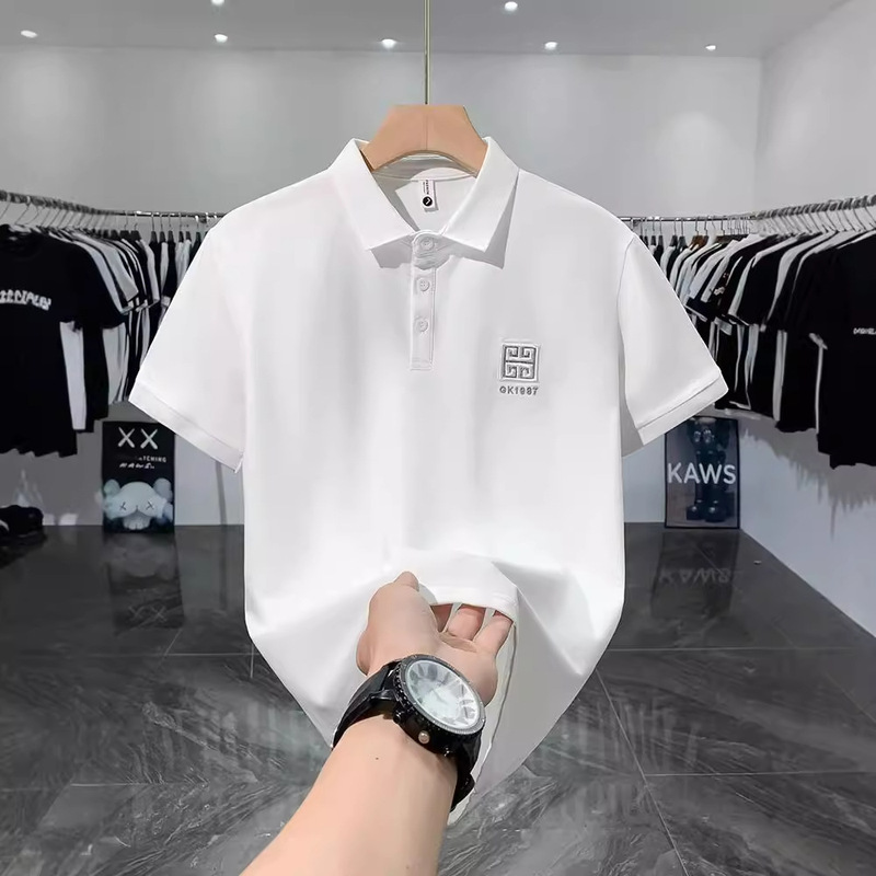Men's Polo Shirt Summer Trendy Embroidered Half Sleeve Top 2024 New Casual Lel Short Sleeve T-Shirt Men's T-Shirt
