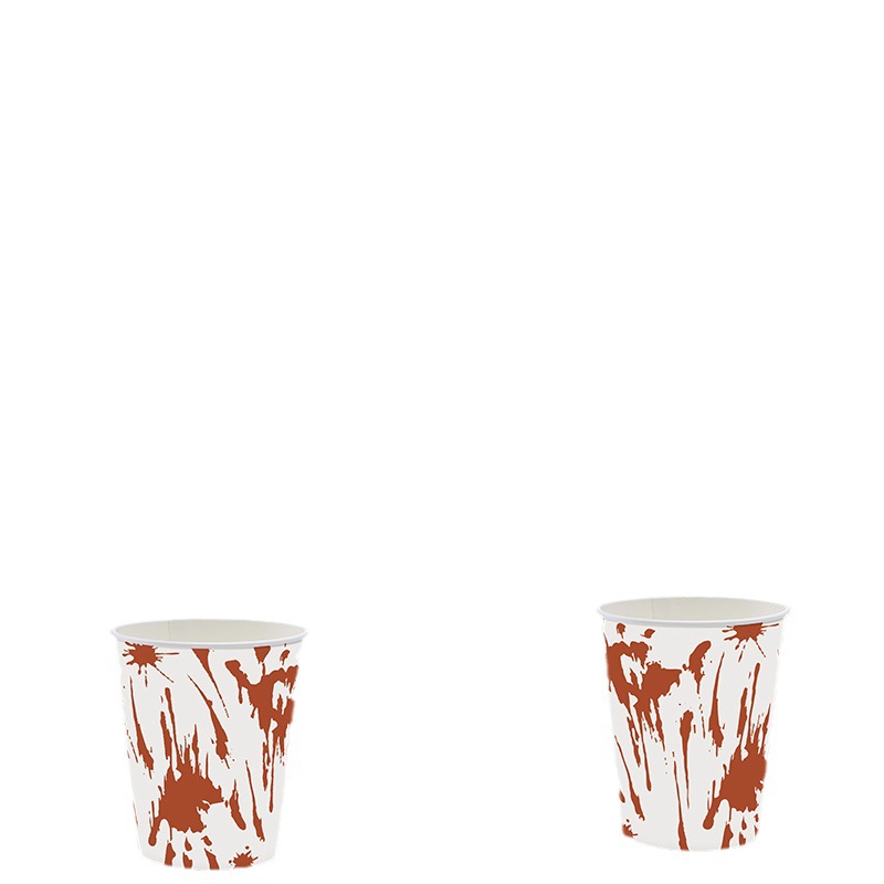 Tazza di carta usa e getta semplice per Halloween con palma rossa, tazza pubblicitaria spessa da 9 once, tazza di carta a doppio strato per tè al latte e caffè_voghion.com