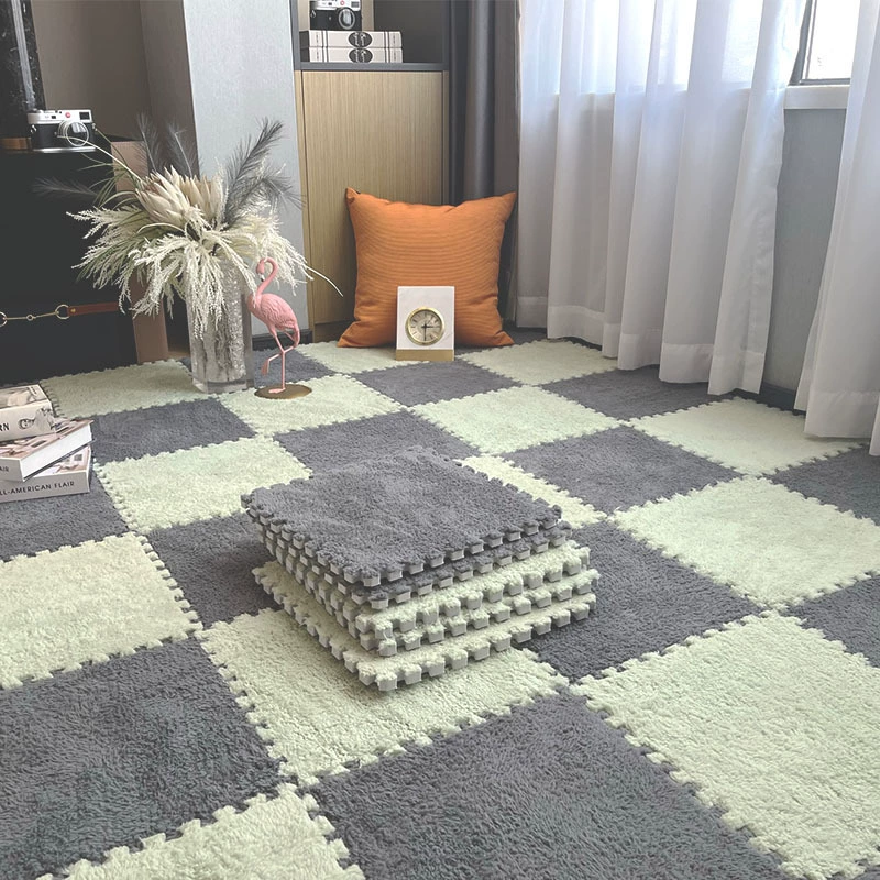 Sub-cut carpet, bedroom bedside blanket, large-area children's foam floor mat, plush, stain-resistant, fully spliced