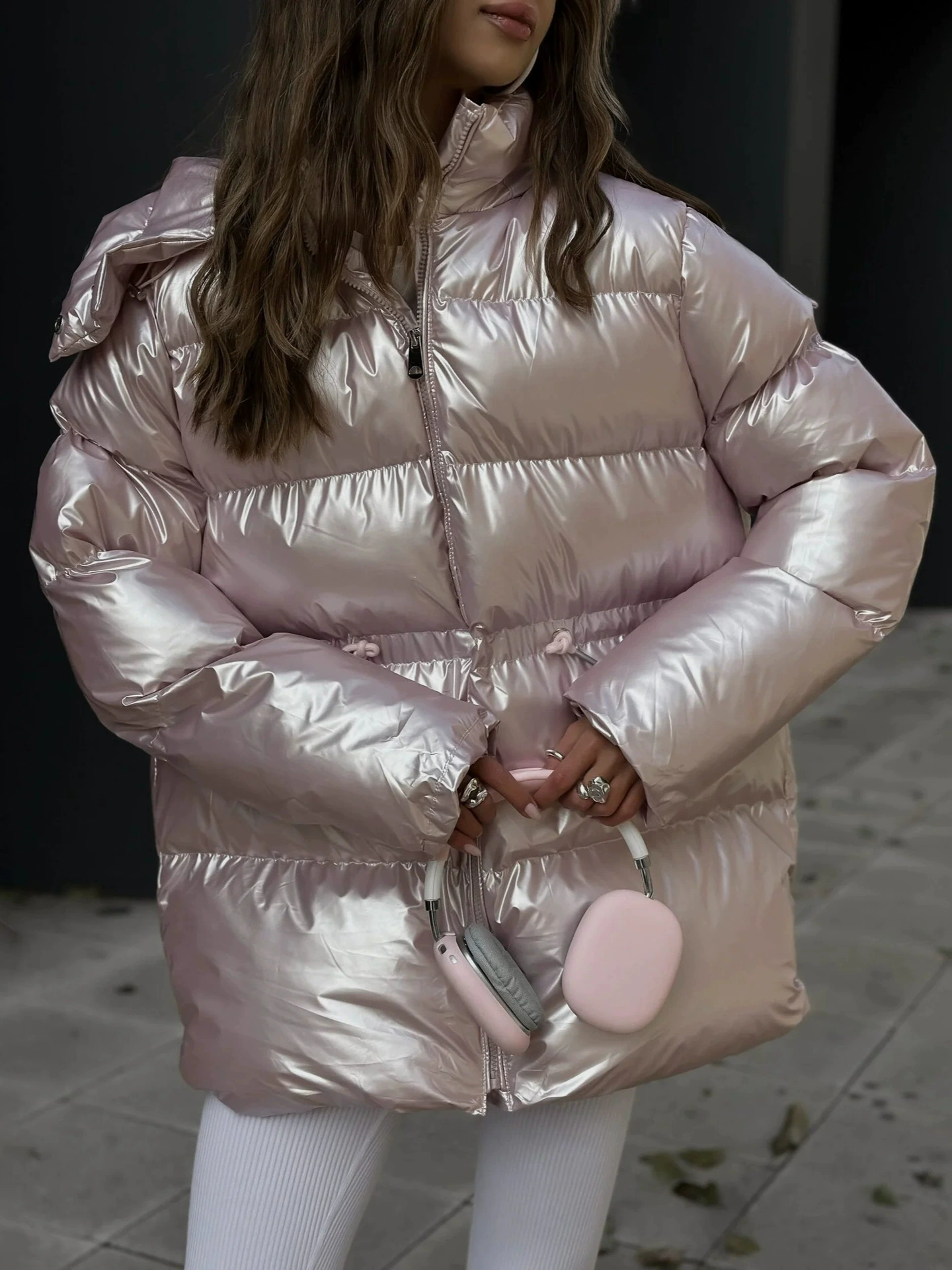 (Cross-border trading), fashionable removable down jacket with hood, European style, high-quality style