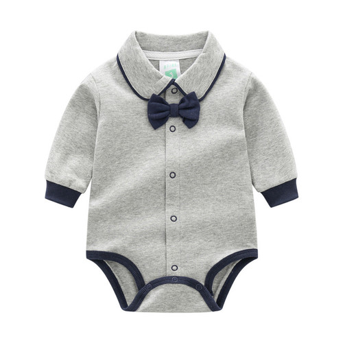 Baby Bodysuit Triangle Long Sleeve Spring and Autumn Season Diaper Cover Shirt Full Moon Gentleman Dress Newborn 100th Day Crawling Suit