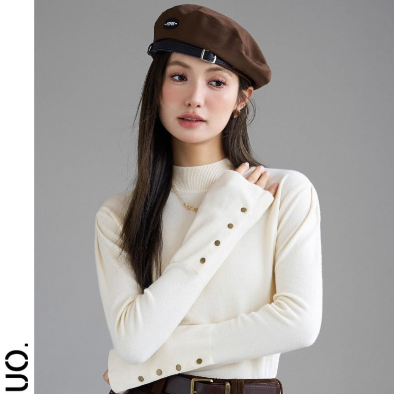时尚洋气设计感长袖针织衫女2025春秋新款百搭显瘦打底短袖上衣|undefined
