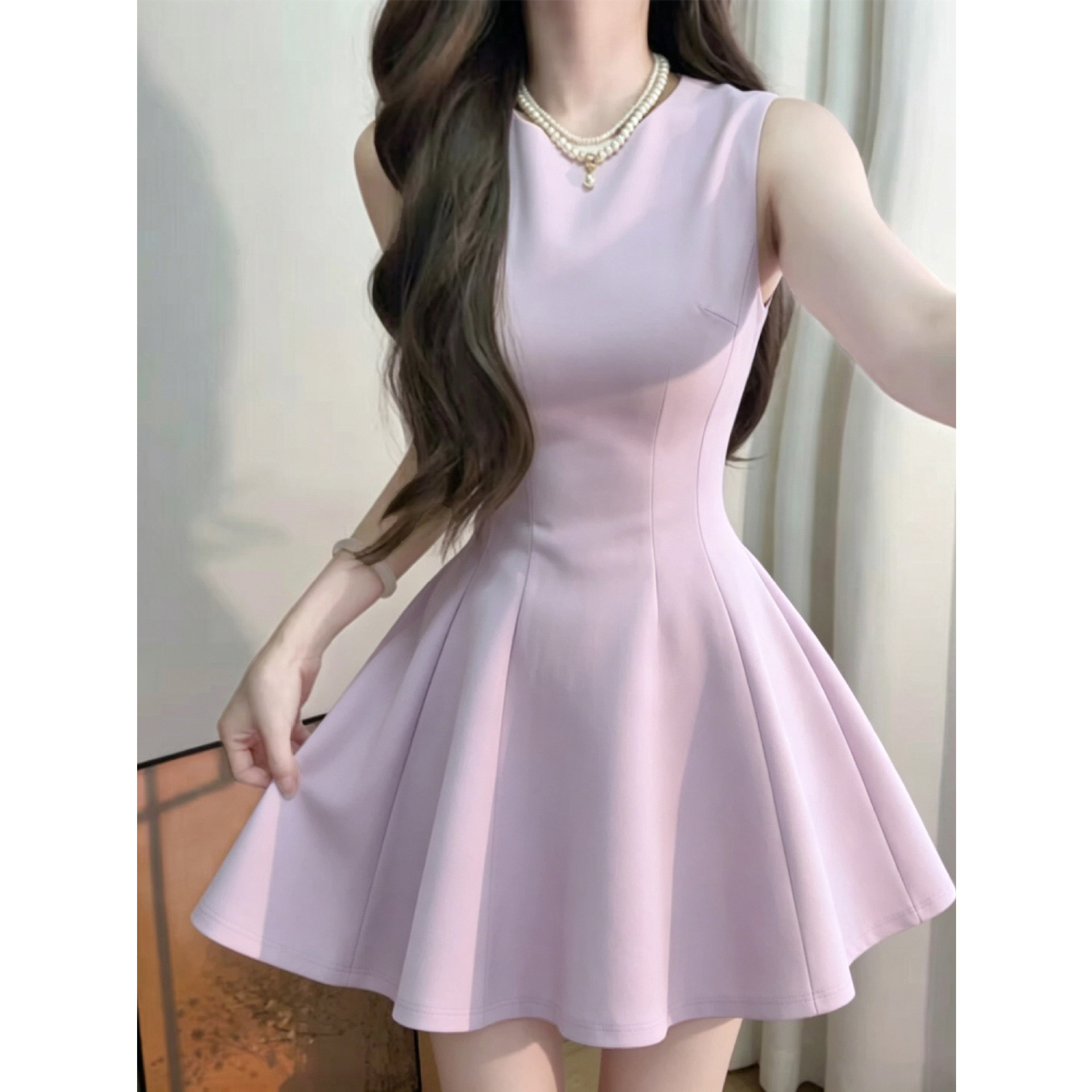 보라색 [민소매 드레스]