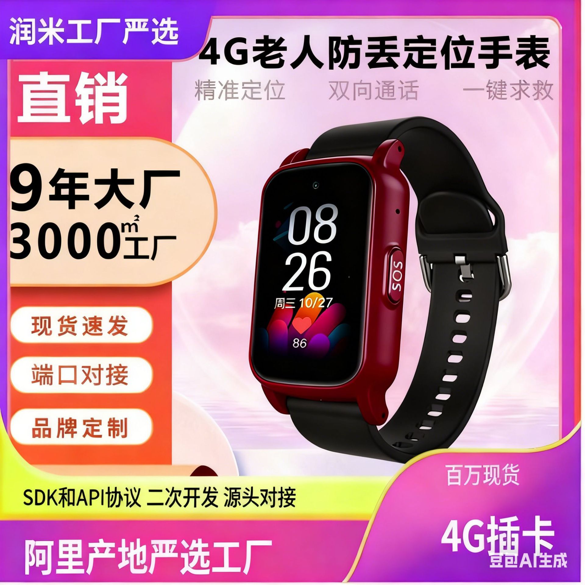 Customized Amazon Smart Watch with Insertable Card to Prevent Lost Elderly Tracking Artifact to Prevent Lost Positioning Gps Bracelet