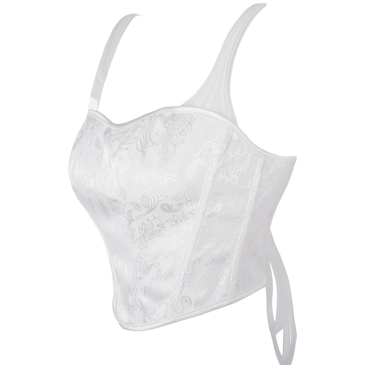 Correa de hombro blanca impresa de malla de manga corta para mujeres, abrazadera de pecho, hueso de pez, ropa de plástico, suministro transfronterizo