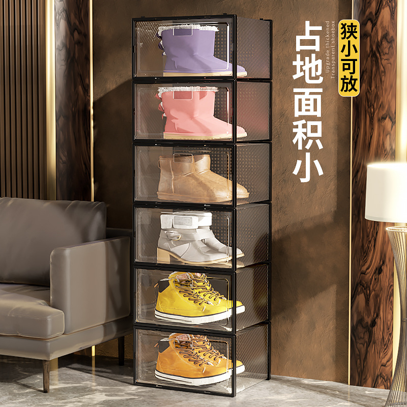 Clear acrylic large basketball side-opening shoe storage box, plastic assembled shoe rack, shoe wall display storage organizer