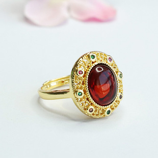 Juanyu Customized Natural Amber Ring Blood Amber Ring Ring Ethnic Style Factory Wholesale Hp 3122801
