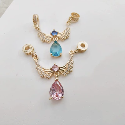 Color-Preserving Zircon Inlaid Pendant Wing Zərgərlik ara hissələri - light-gold-pink-diamond