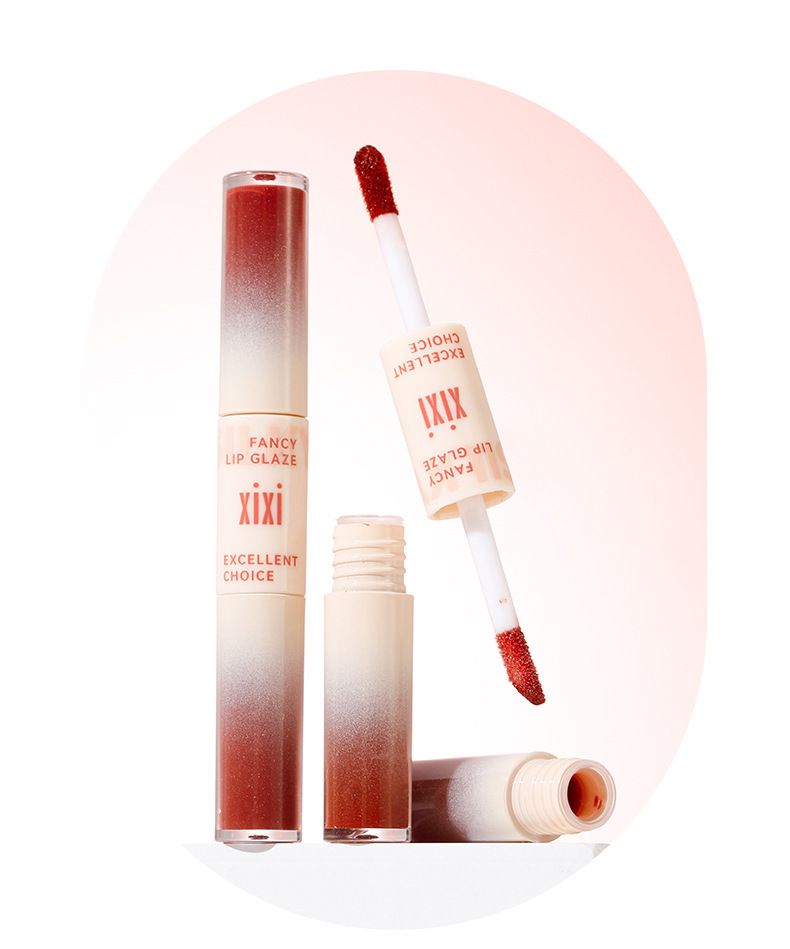 xixi's Light-Hearted Ode Double-headed Lip Gloss Matte Finish for Students to look fair without makeup, not easily stained with water, Clear Mirror Lip gloss undefined