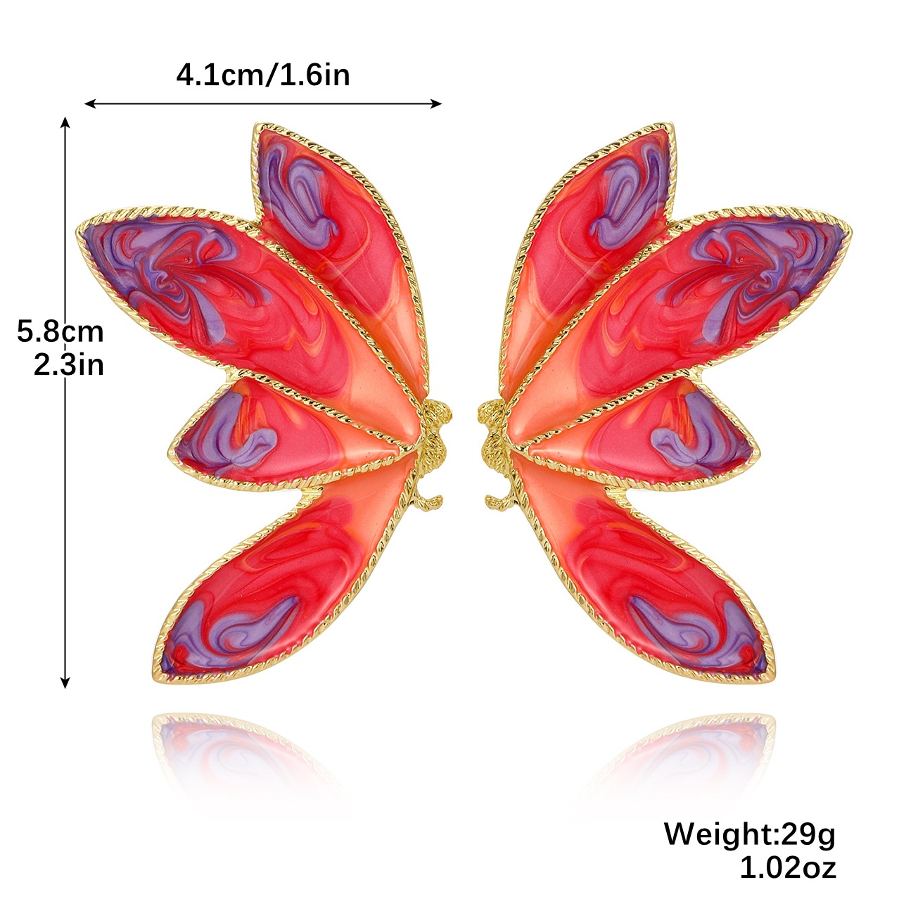 butterfly earrings Summer long exaggerated large cross border earrings High grade metal oil drop butterfly earrings_voghion.com