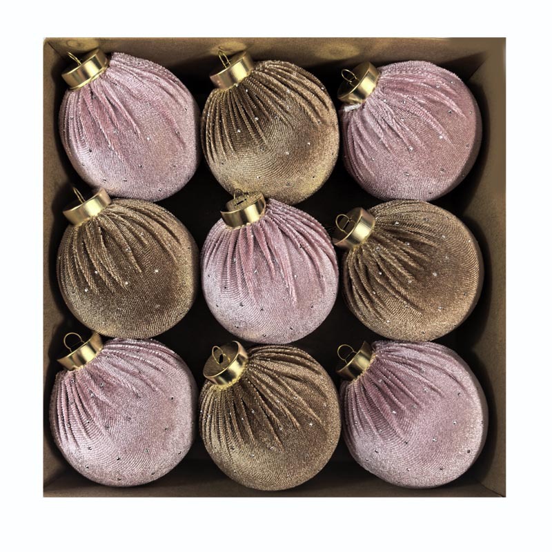 Transfronterizo 8CM set 9 lujo con taladro envuelto tela de peluche bola de Navidad árbol de Navidad bola de decoración de fiesta en casa