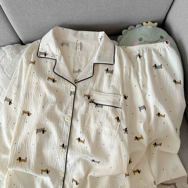 Хлопковая пижама — лонгслив и брюки, кардиган-стиль, женская, размеры M–XXL