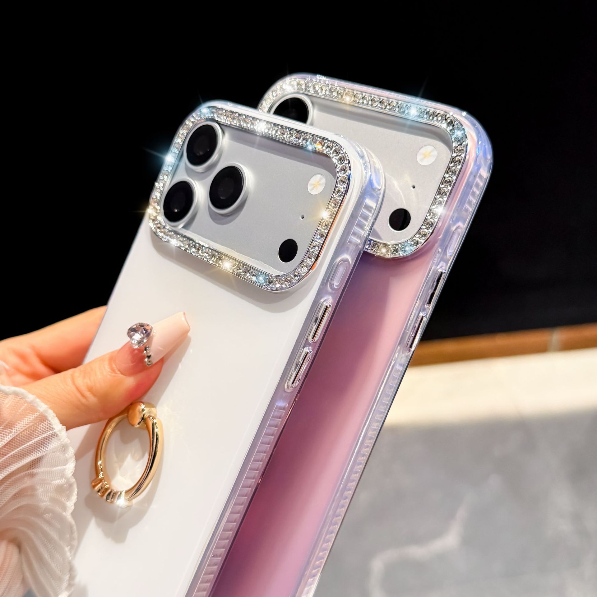 多巴胺指环支架手机壳适用苹果18潮流iPhone17Promax星钻软壳跨境