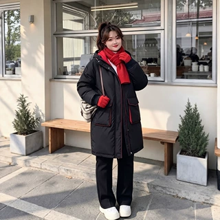 130-320斤大码女装加厚中长款棉服秋冬季微胖mm两面穿过膝大衣
