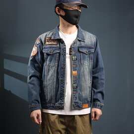 2025春秋美式高端牛仔外套男潮牌工装夹克水洗百搭外穿休闲牛仔衣