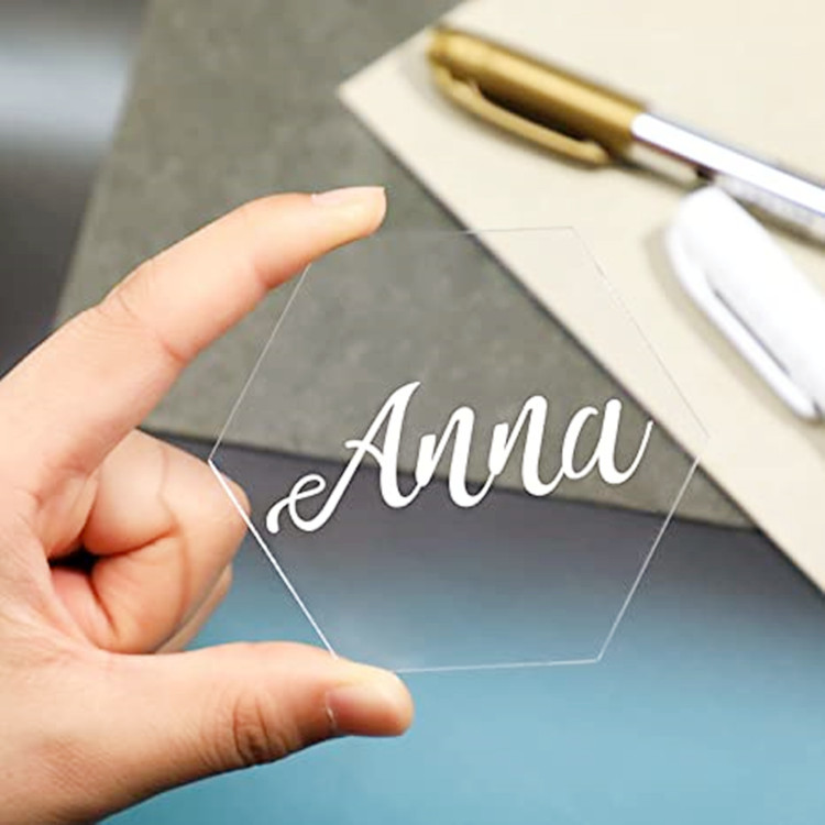 透明亚克力位置卡圣诞装饰空白diy六角婚礼桌号标志六边形标签